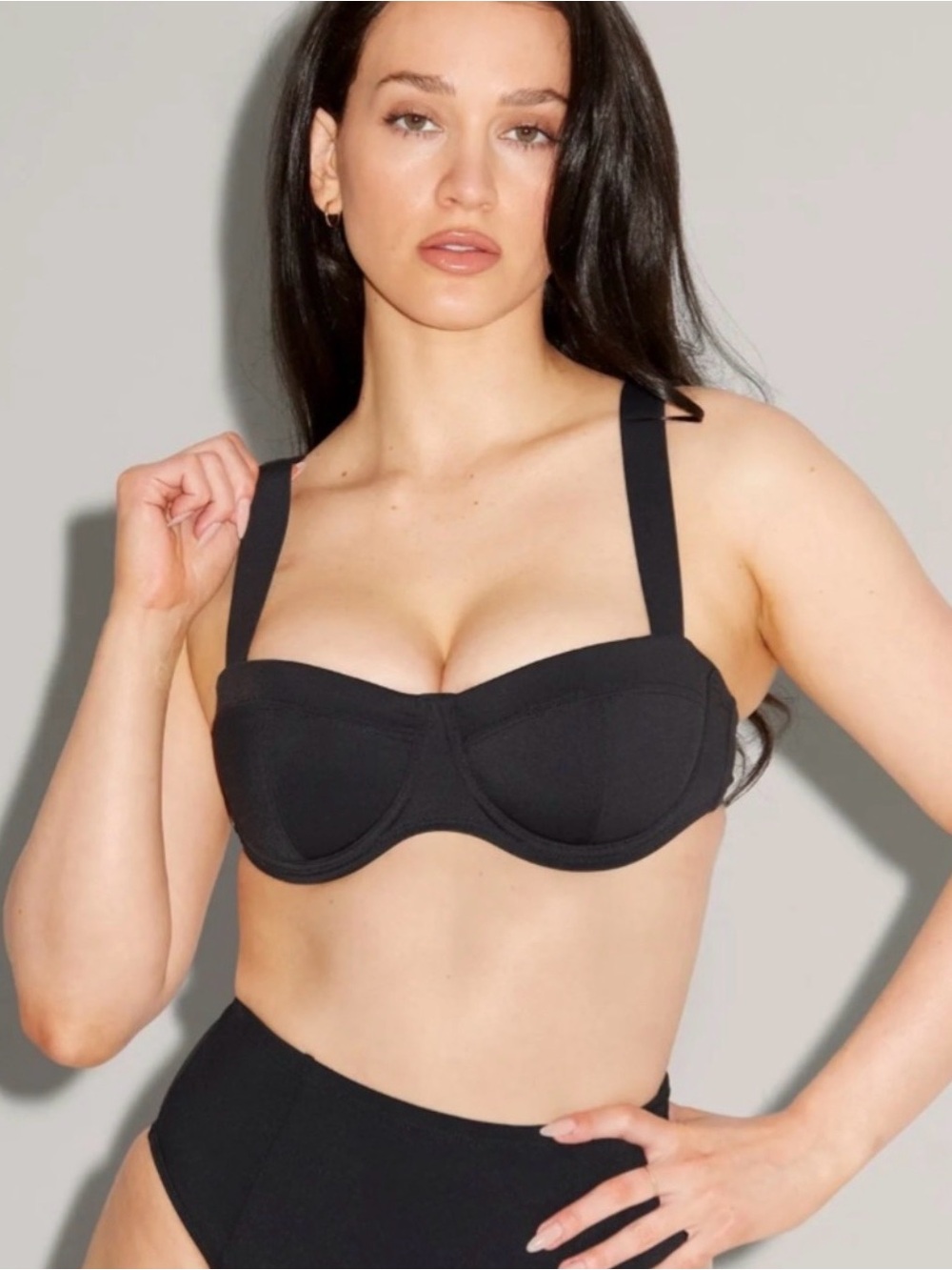 Ta3 Black Busty Bra Top Swim D/DD XL